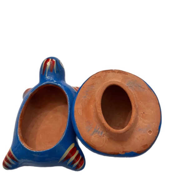 Mexican folk art clay/pottery hand painted turtle trinket box  🐢 - Picture 5 of 6